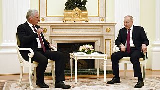 Miguel Díaz-Canel y Vladímir Putin durante su reunión en el Kremlin