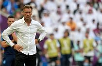 Saudi Arabia's head coach Hervé Renard looks out during the World Cup match between Argentina and Saudi Arabia at the Lusail Stadium in Lusail, Qatar. Tuesday, 22 Nov. 2022.
