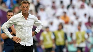 Saudi Arabia's head coach Hervé Renard looks out during the World Cup match between Argentina and Saudi Arabia at the Lusail Stadium in Lusail, Qatar. Tuesday, 22 Nov. 2022.