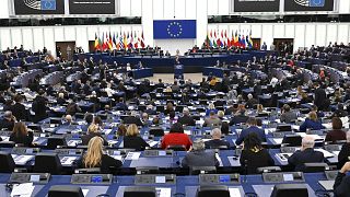 Archives : l'hémicycle du Parlement européen à Strasbourg, le 22 novembre 2022