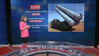 Sasha Vakulina muestra un gráfico sobre los misiles S-300