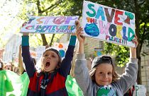 Child activists join a march through Westminster during a 'climate strike' demonstration, part of the global 'Fridays for Future' movement