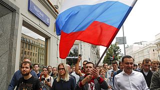Manifestación en Rusia por la libertad de expresión.