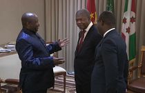 Presidente angolano com homólogo da RDC e chefe da diplomacia ruandês