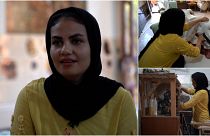 Iraqi woman, carpenter and furniture-maker Nour al-Janabi, 29, works in her south Baghdad workshop.