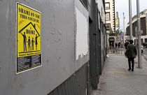 A poster bringing attention to the boarded-up property's potential is pictured in Dublin. Ireland's accommodation crisis has been worsened by the war in Ukraine