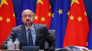 European Council President Charles Michel during an EU China summit at the European Council building in Brussels, April 1, 2022.