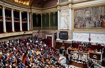 FILE- French Prime Minister Elisabeth Borne delivers a speech in the National Assembly in Paris, France, July 6, 2022.