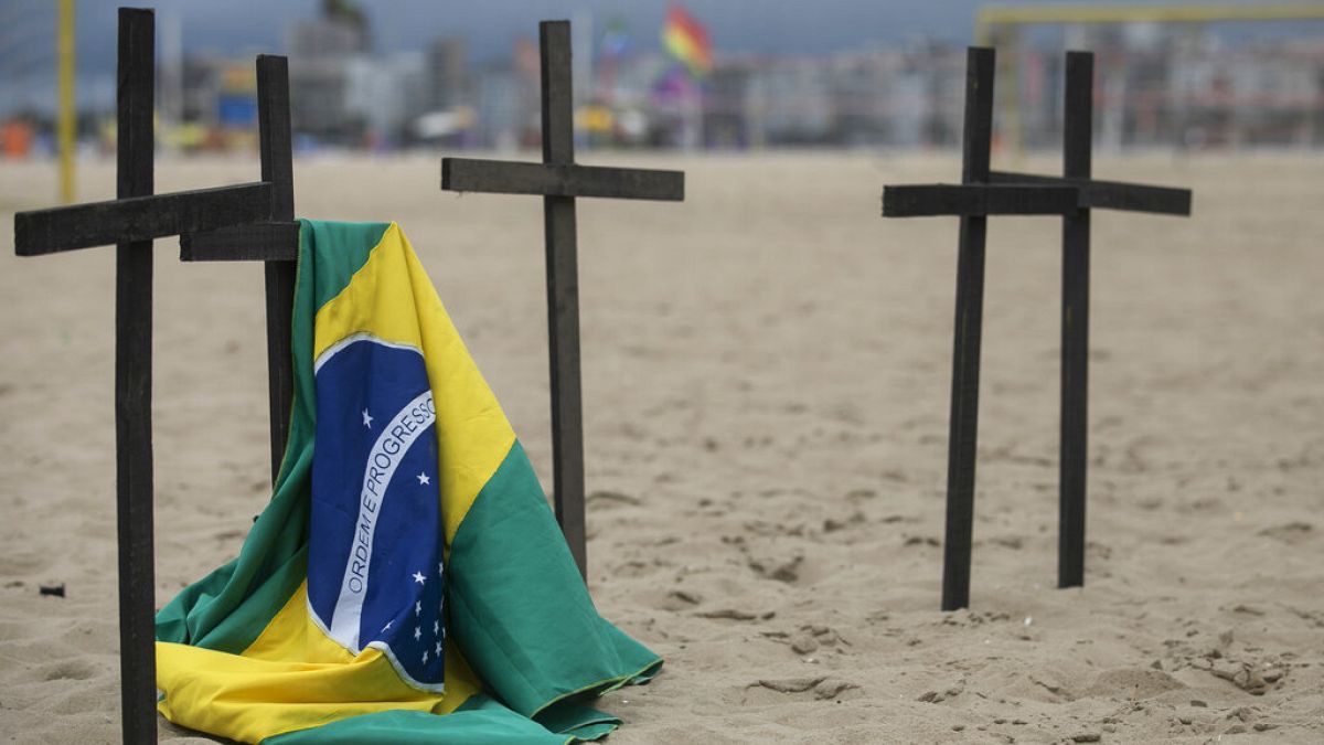 Tributo de uma ONG às vítimas da Covid-19 no Rio de Janeiro 