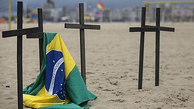 Tributo de uma ONG às vítimas da Covid-19 no Rio de Janeiro