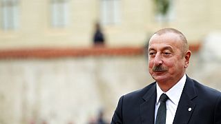 FILE - Ilham Aliyev arrives for a meeting of the European Political Community at Prague Castle in Prague, Czech Republic, Thursday, Oct 6, 2022.