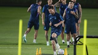 Messi az argentinok edzésén
