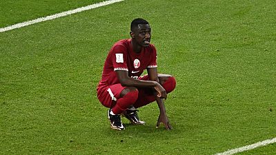 L'attaccante del Qatar Almoez Ali durante la sfida con il Senegal