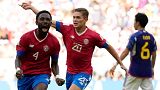 Costa Rica's Keysher Fuller celebrates after scoring his side's only goal during the World Cup Group E  match in Al Rayyan , Qatar, Sunday, Nov. 27, 2022.