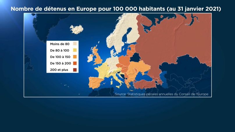 Source : statistiques pénales annuelles du Conseil de l'Europe / graphisme Euronews
