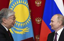 الرئيسان الروسي بوتين والكازاخستاني توكاييف في الكرملين في 28 نوفمبر 2022
