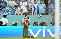 Bruno Fernandes celebra golo marcado pela seleção de Portugal
