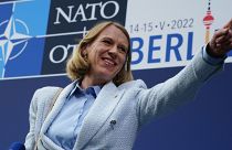Anniken Huitfeldt norvég külügyminiszter a NATO-tagországok külügyminisztereinek kétnapos berlini tanácskozásán 2022. május 14-én - képünk illusztráció.