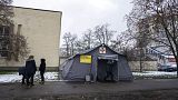 Ein Heizzelt in Kiew am gestrigen Montag