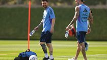 Messi en el entrenamiento de Argentina