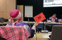 Members of Finland's Sámi Parliament in Inari, Lapland, vote on draft Sámi Parliament Act, 29 November 2022