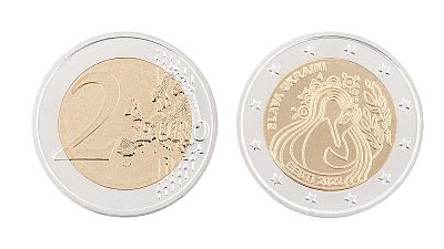 New two-euro coins introduced in Estonia with a design supporting Ukraine
