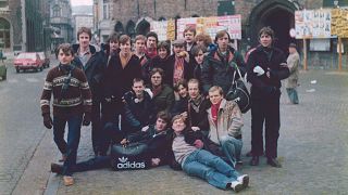 Liverpool fans in Brussels for their team’s game against Anderlecht in the European Super Cup, December 1978. 