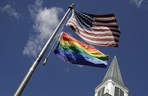 ABD bayrağı ve LGBT bayrağı