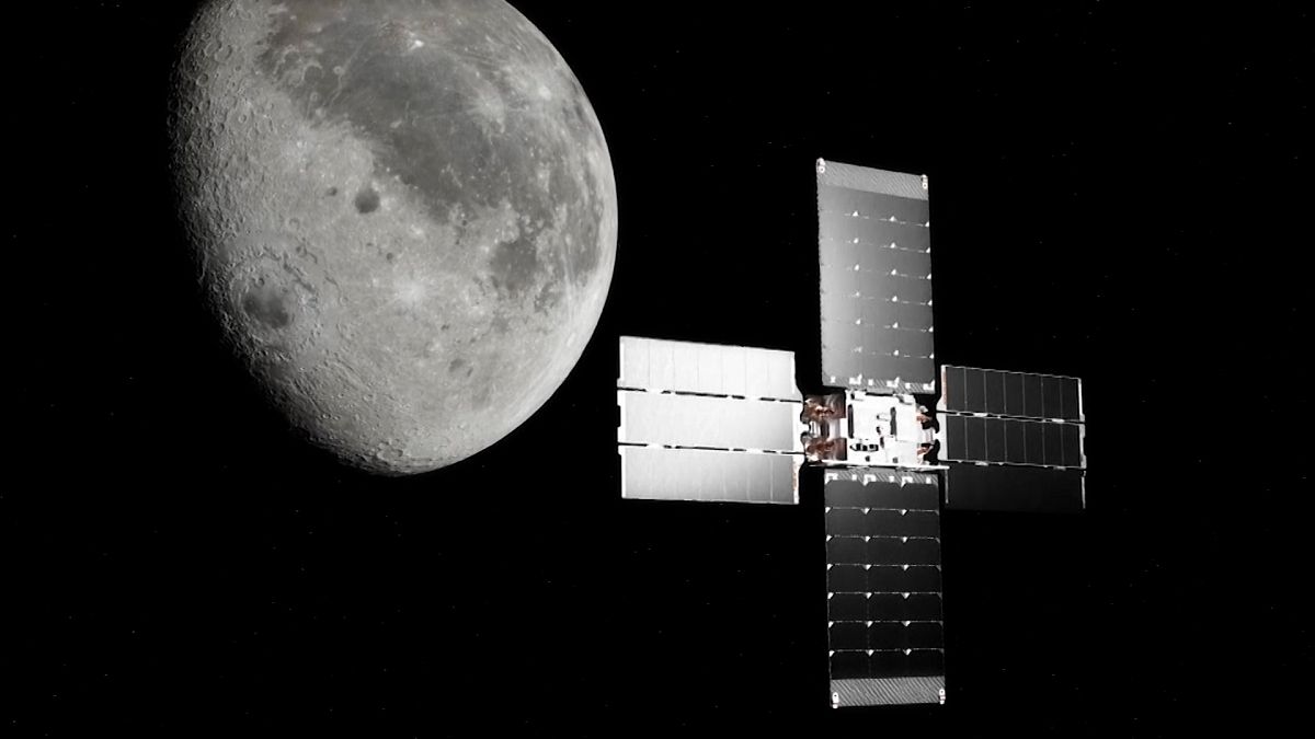 Animation render of the Lunar Flashlight satellite which will probe the Moon for the presence of water ice.