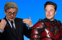 European Commissioner Thierry Breton (left) and Twitter owner and CEO Elon Musk (right).
