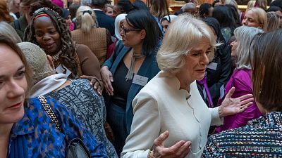 FILE: Ngozi Fulani, centre left, attends Buckingham Palace reception with Queen Consort Camilla, to raise awareness of violence against women and girls 29 November 2022