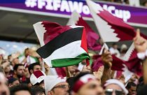 Palesztin szurkolók Dohában, a foci vb-n