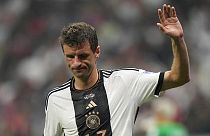 Reacción del alemán Thomas Mueller durante el partido de fútbol del grupo E de la Copa del Mundo entre Costa Rica y Alemania