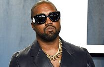 Kanye West arrives at the Vanity Fair Oscar Party on Feb. 9, 2020.