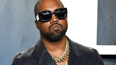 Kanye West arrives at the Vanity Fair Oscar Party on Feb. 9, 2020.