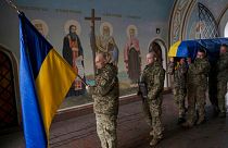 مراسم تشییع جنازه یکی از سربازان کشته شده اوکراینی