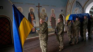 مراسم تشییع جنازه یکی از سربازان کشته شده اوکراینی