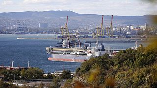 Rusya'nın Novorossiysk kentinde limanda demirleyen bir petrol tankeri