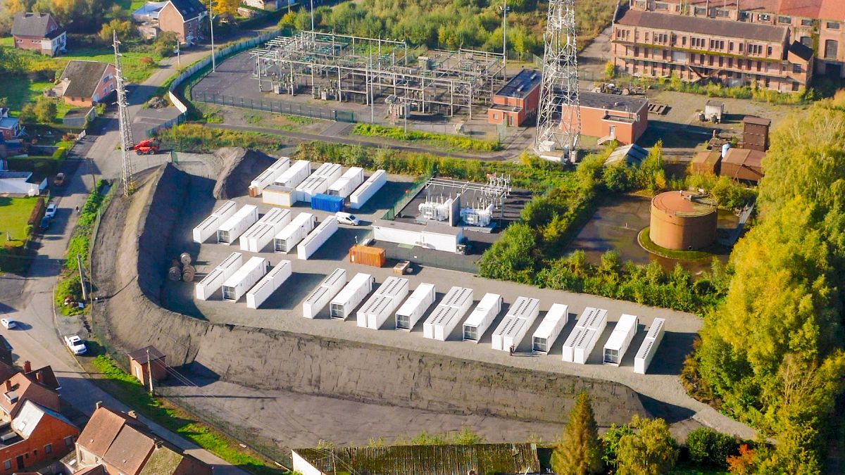 An aerial view of Europe's largest energy storage facility in Belgium.