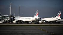 Des avions de la compagnie Air France à l'aéroport de Roissy-Charles de Gaulle, près de Paris, 10 novembre