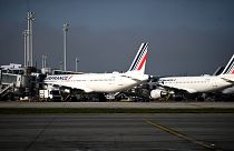 Des avions de la compagnie Air France à l'aéroport de Roissy-Charles de Gaulle, près de Paris, 10 novembre