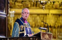 Archbishop of Canterbury Justin Welby makes an address during a National Service to mark the centenary of the Armistice at Westminster Abbey, London.