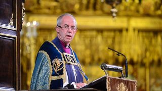 Archbishop of Canterbury Justin Welby makes an address during a National Service to mark the centenary of the Armistice at Westminster Abbey, London.