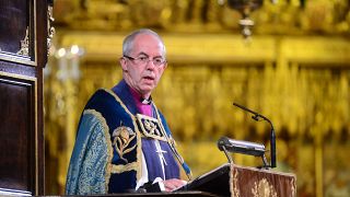 Archbishop of Canterbury Justin Welby makes an address during a National Service to mark the centenary of the Armistice at Westminster Abbey, London. 