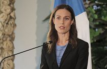 A finn miniszterelnök egy új-zélandi sajtóértekezleten