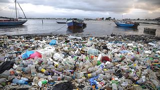 Litter and debris blanket the shoreline in Cap-Haitien, Haiti, March 10, 2022.