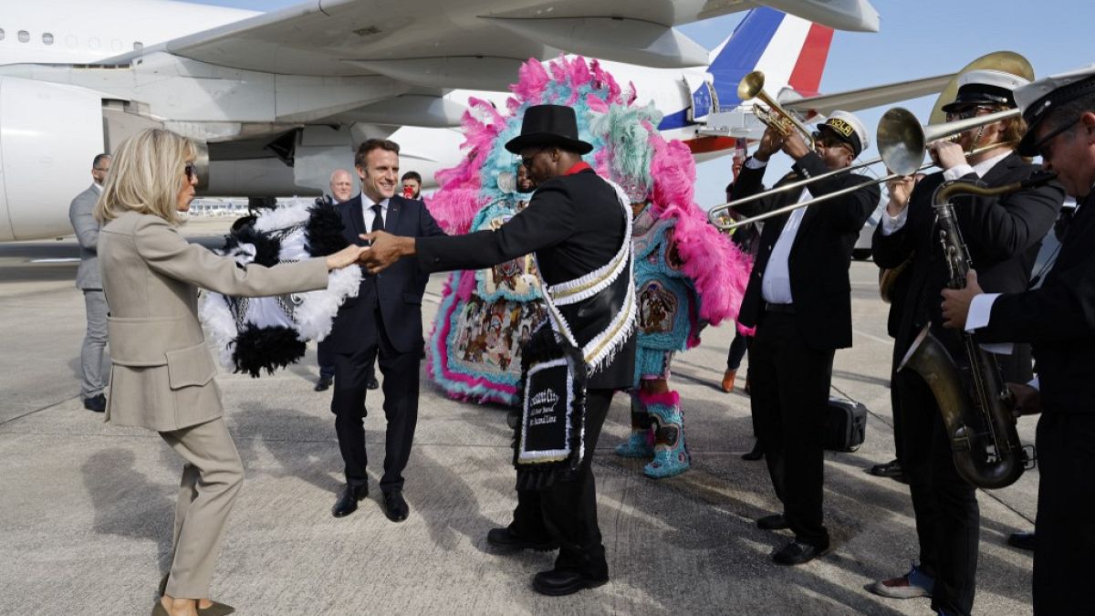 Emmanuel Macron arrives in New Orleans 03/12/2022 