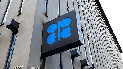 The logo of the Organization of the Petroleoum Exporting Countries (OPEC) is seen outside of OPEC's headquarters in Vienna, Austria, on March 3, 2022. 
