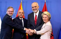 Avrupa Komisyonu Başkanı Ursula von der Leyen, Çekya Başbakanı Petr Fial, Arnavutluk Başbakanı Rama ve Kuzey Makedonya Başşbakanı Dimitar Kovacevski