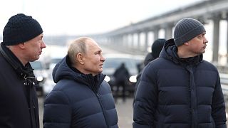 Vladimir Putin pictured on the bridge